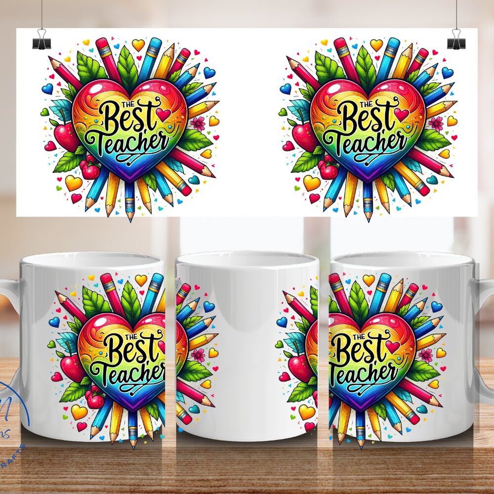 Best Teacher 11oz Coffee Mug, Colorful Teacher Mug, Teacher Appreciation Gift